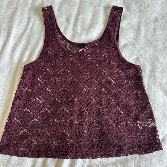 Aeropostale Tank Top Womens Small Crochet Lace Sheer Sleeveless Boho Festival - Picture 4 of 9